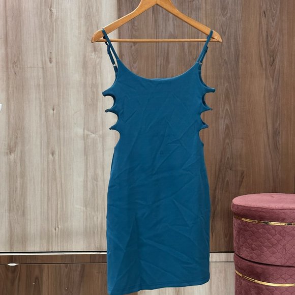KOOVS Blue Cutout Satin Dress Size S | Look elegant and divine for a date night! - Picture 2 of 6